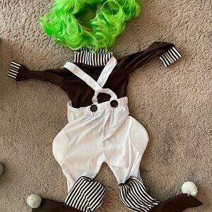 Kids Oompa Loompa Costume - Green and White